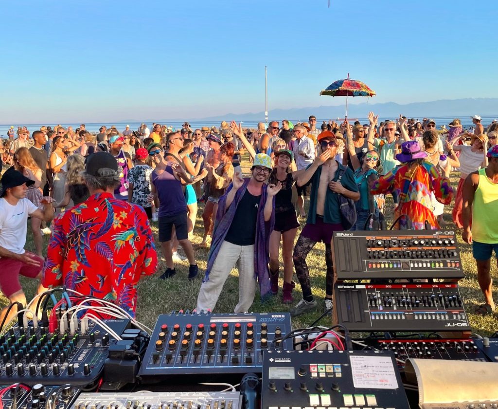 Artists point of view shot of audience at Clover Point during Sunshine Jones' set for Wonderment 2022.